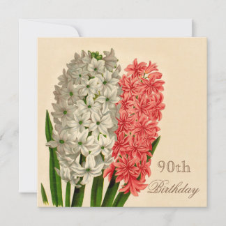 Chic Vintag Hyacinths 90. Geburtstag Einladung