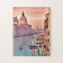 Chic Vintag Italien Venedig Kanal Pastel Wasserfar Puzzle