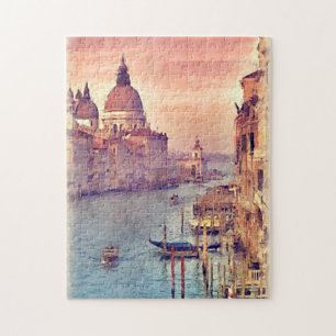 Chic Vintag Italien Venedig Kanal Pastel Wasserfar Puzzle