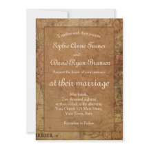 Chic Vintag Map Hochzeit in Urlaubsort Einladung