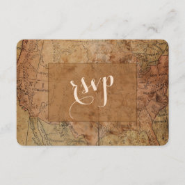 Chic Vintag Map Hochzeit in Urlaubsort UAWG RSVP Karte