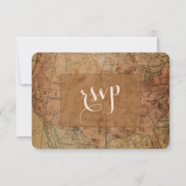 Chic Vintag Map Hochzeit in Urlaubsort UAWG RSVP Karte