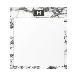 Chic Vintag Monogram Schwarz-weiß Marble Notepad Notizblock