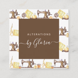 Chic Vintag Nähmaschinenmuster - Maßanfertigung Quadratische Visitenkarte