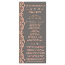 Chic Vintag Peach Gray Lace Wedding Programm