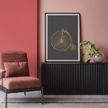 Chic Vintag Penny Farthing Bike Gold Glitzer Grau Poster<br><div class="desc">Dieses stilvolle Poster verfügt über ein Vintages altmodisches Penny-Farthing-Fahrrad im Imitat Gold-Glitzer auf einem kohlegrauen Hintergrund.</div>