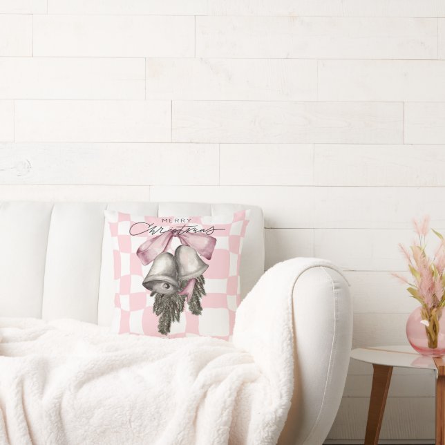 Chic Vintag Retro Weihnachten Rosa Kariert Kissen (Liege)