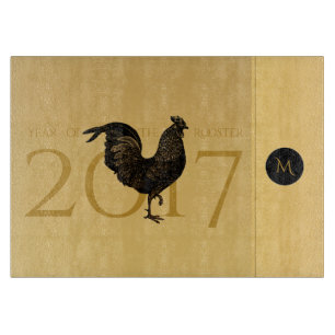 Chic Vintag Rooster Year 2017 Cutting Board 2 Schneidebrett