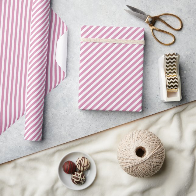 Chic Vintag rosa Streifen Muster Geschenkpapier (Kunsthandwerk)