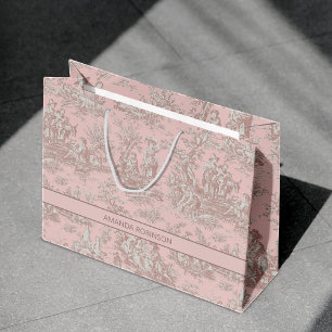 Chic Vintag Rose Gold Toile de jouy Große Geschenktüte