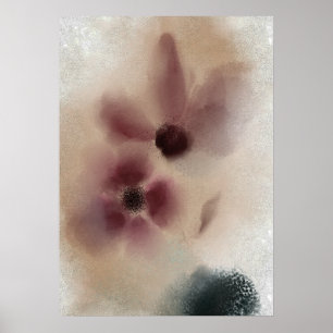 Chic Vintag Twin Burgundy Blume Malerei Poster