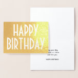 Chic Vintag Typografie Elegante Happy Birthday Folienkarte<br><div class="desc">Begrüßen Sie den Geburtstag mit einer einfach stilvollen echten Folienkarte, die in Ihrer Wahl von Gold oder Silber erhältlich ist. Alle Formulierungen auf dieser Vorlage sind einfach zu anpassen oder zu löschen. Das moderne minimalistische Design besticht durch eine schicke Vintage Deko-Typografie. Für eine elegante und einzigartige Touch sorgen die Schilderkarten...</div>