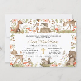 Chic Vintag Woodland Animals Taufe Christening Einladung