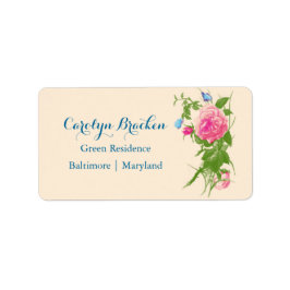 Chic Vintage Blume | ROSE | Schmetterling Adressaufkleber