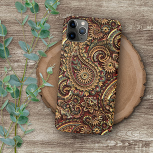 Chic Vintage Faux Gold Paisley Floral Art Pattern iPhone 16 Pro Max Hülle