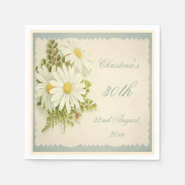 Chic-Vintage Gänseblümchen-30. Serviette (Vorderseite)