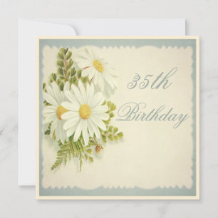 Chic Vintage Gänseblümchen 35. Geburtstag Einladung