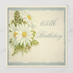 Chic Vintage Gänseblümchen 65. Geburtstag Einladung