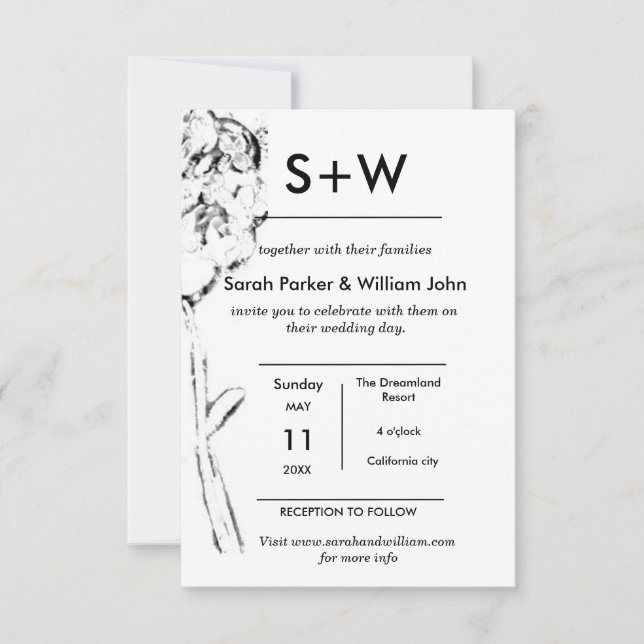 Chic Vintage minimale Boho Einladung (Vorderseite)