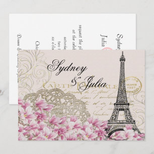 Chic, Vintage, Paris, Hochzeitseinladung Einladung