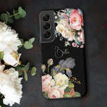 Chic Vintage Personalisierte Rose & Iris Samsung Galaxy Hülle<br><div class="desc">Schöne,  zeitlose und elegante Sprays aus künstlerisch rosa und weiß rosa Rosen,  Pfannkuchen und lila Bartiris mit zartem Blattwerk. Enthält ein bearbeitbares Textfeld für Ihre Personalisierung und die Hintergrundfarbe ist anpassbar.</div>