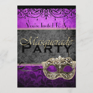 Chic-Vintage Pflaumen-Maskerade-Einladungen Einladung
