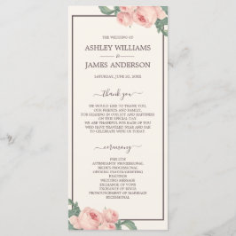 Chic Vintage Rosa Rose cremefarbene Hochzeit Programm