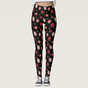 Chic Vintage Rose Niedlich Schwarzes Floral Retro  Leggings