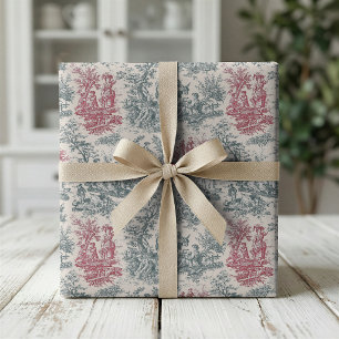 Chic vintage rot grau toile de jouy gedruckt geschenkpapier