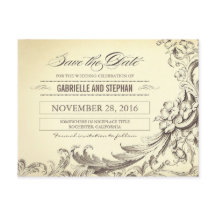 Chic Vintage Schnörkel Save the Date Postkarten