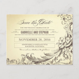 Chic Vintage Schnörkel Save the Date Postkarten