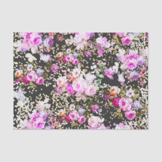 Chic Vintage schwarz rosa Blumengold Konfetti Seidenpapier