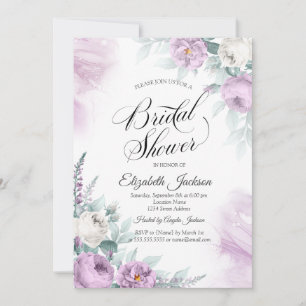 Chic Violet Lavander Rose Brautparty Einladung