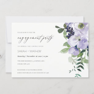 Chic Violet Lila Floral Leafe Verlobung einladen Dankeskarte