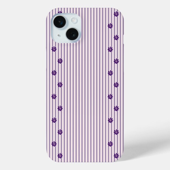 Chic Violet Stripes und Lila Blume Case-Mate iPhone Hülle (Rückseite)