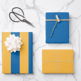 Chic Warm Gelb & Blau Streifen Muster Geschenkpapier Set