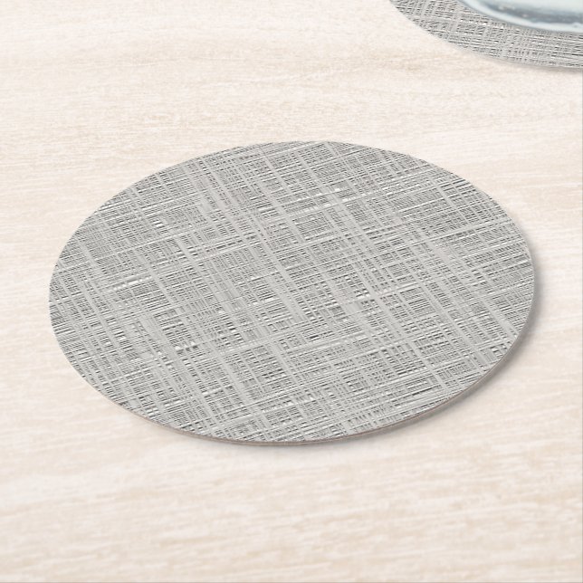 Chic Warm Gray Imitate Jute Fabric Muster Runder Pappuntersetzer (Angewinkelt)