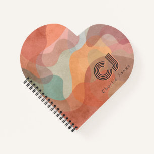Chic Warm Terrakotta Individueller Monogramm Perso Notizbuch