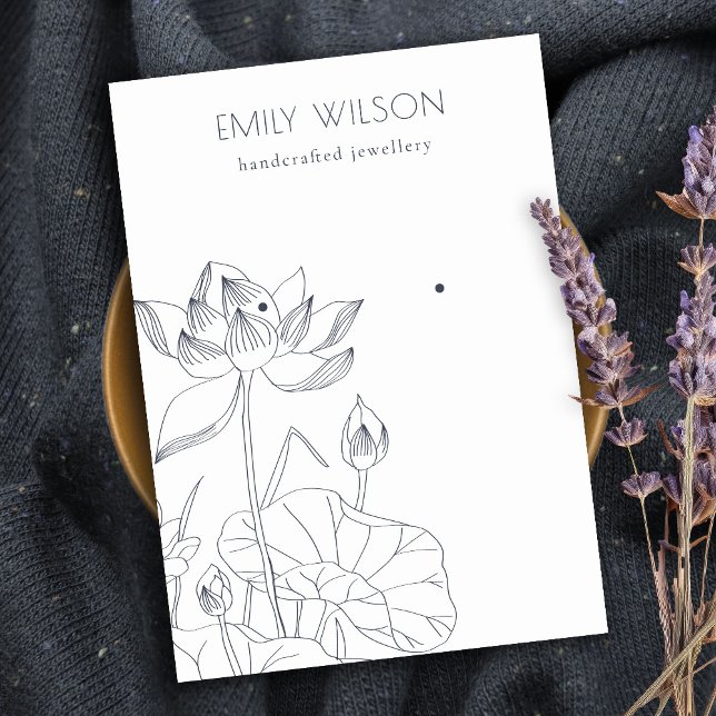 Chic Wasserlilie Floral Sketch Stuck Earring Displ Visitenkarte (Von Creator hochgeladen)