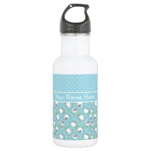 Chic Water Flasche: Blau, Weiß, Fun Sheep Muster Trinkflasche