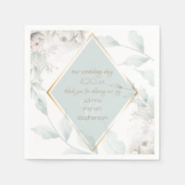 Chic Watercolor Alabaster Peony Blume Serviette