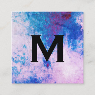Chic Watercolor blau lila mit Monogram Quadratische Visitenkarte