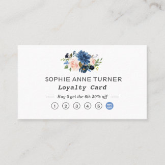 Chic Watercolor Blue Blumen Beruflich Business Treuekarte