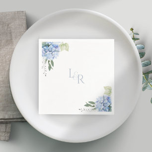 Chic Watercolor Blue & White Hydrangea Wedding Serviette
