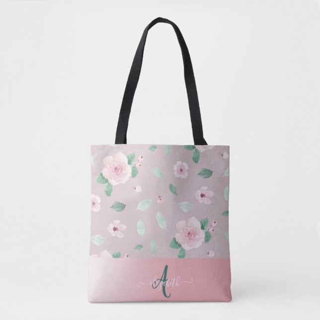 Chic Watercolor-Blume Monogramm (Vorderseite)