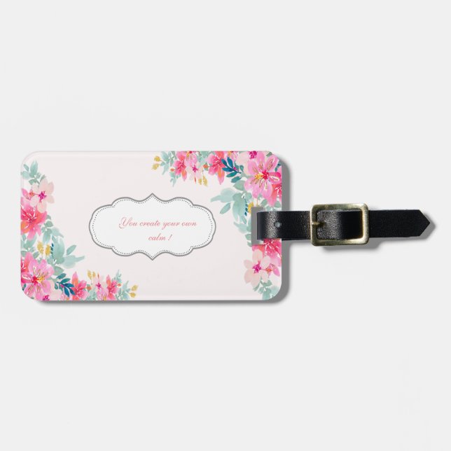 Chic Watercolor-Blume, Motivierend Meldung Gepäckanhänger (Vorderseite horizontal)