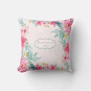 Chic Watercolor-Blume, Motivierend Meldung Kissen