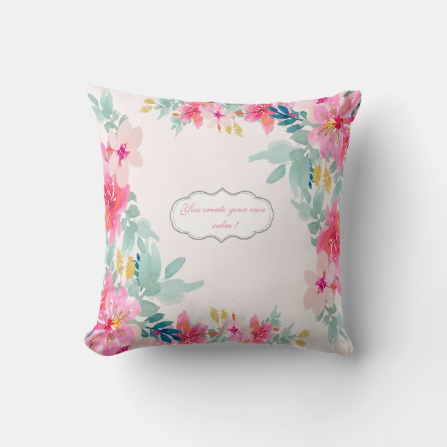 Chic Watercolor-Blume, Motivierend Meldung Kissen (Vorderseite)