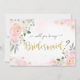 Chic Watercolor Blume Schneeflocken Bridesmaid Einladung