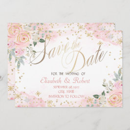 Chic Watercolor Blume Schneeflocken Save The Date